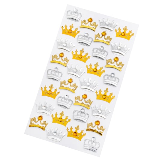 Silver & Gold Crown Gemstone Stickers by Recollections™